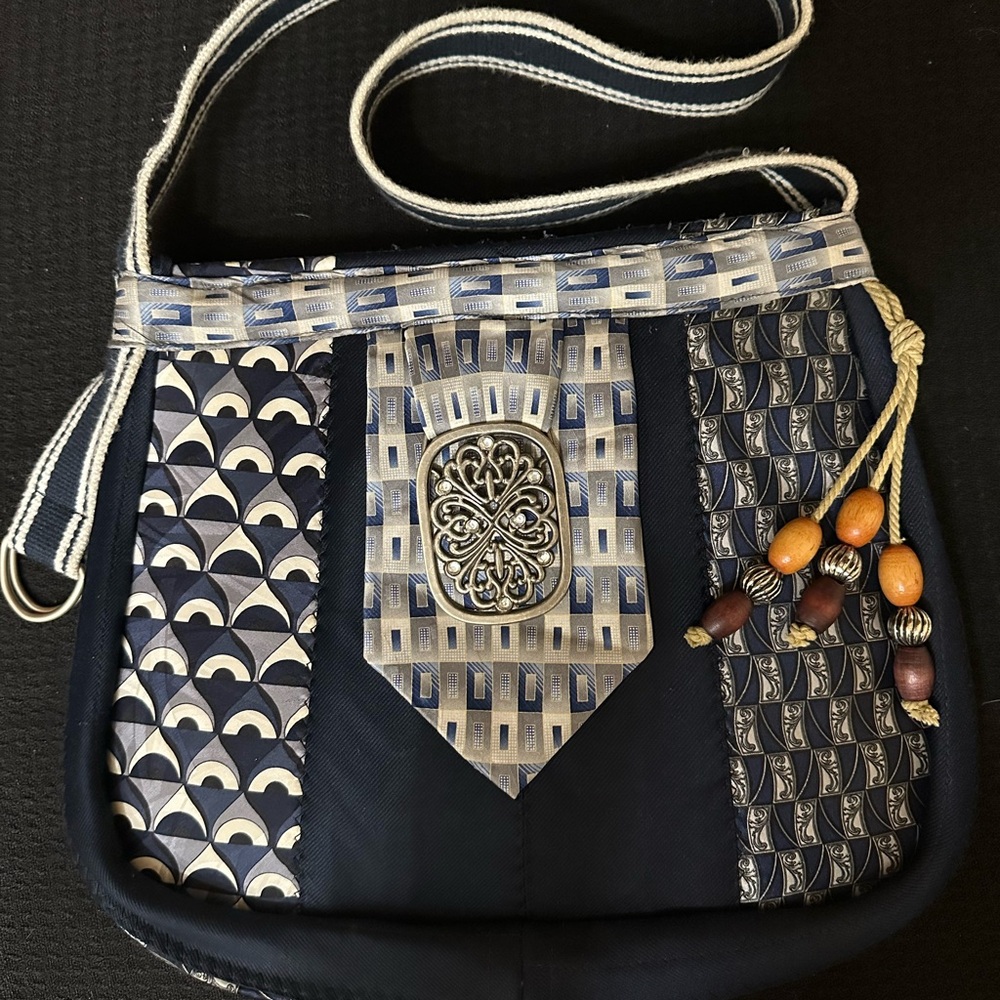 Stylish Navy Patchwork Crossbody Bag - image 1